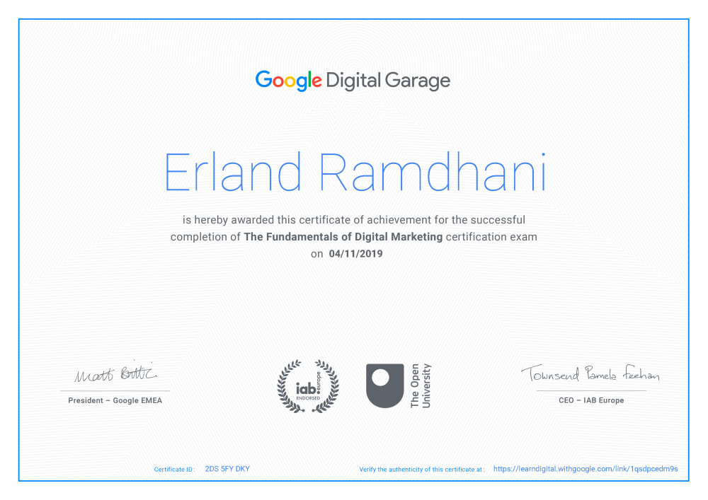 Google Digital Garage Certificate